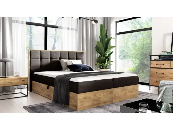 PRATO K10 łóżko kontynentalne 120x200 z pojemnikiem, drewniana skrzynia
